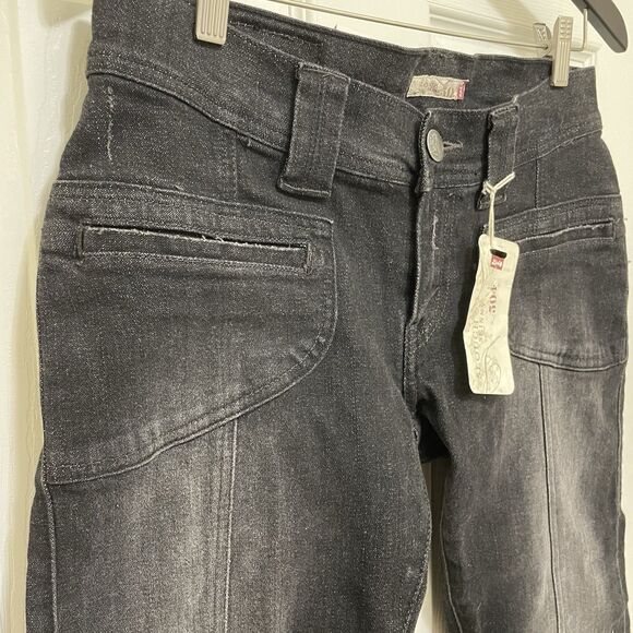 Vintage Levi's 504 Slouch Skinny Black Mid Rise Stretch Size 9M NWT Y2K Grunge - Picture 3 of 9